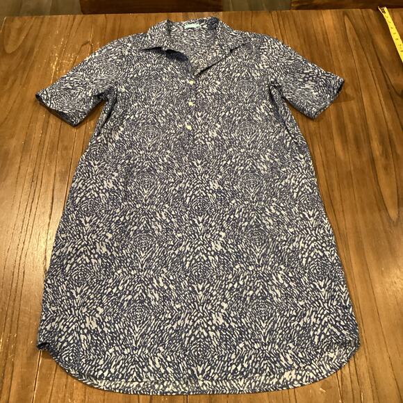 J. McLaughlin Arissa Shirt dress collared Cap Sleeve Popover blue Beatriz Spot L - Picture 4 of 8